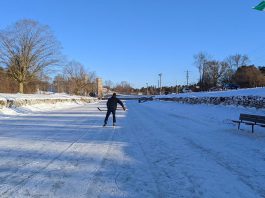 A lone skate on the Trent-Severn Waterway canal below the Peterborough Lift Lock in January 2022. (Photo: Bruce Head / kawarthaNOW)