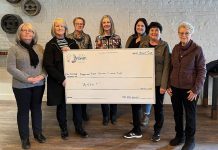 100 Women Who Care Kawartha Lakes presented a $14,550 donation to the Fenelon Falls Senior Citizens' Club on March 1, 2023 in Lindsay. (Photo courtesy of 100 Women Who Care Kawartha Lakes)