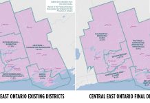 The existing federal electoral districts in the greater Kawarthas region with the final boundary changes in the 2023 report of the Federal Electoral Boundaries Commission for Ontario. The final boundary changes reflect the public consultation process. (Graphic: kawarthaNOW from Federal Electoral Boundaries Commission for Ontario)