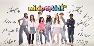 The Mini Pop Kids (Kyra, Julia, Noam, Glee, Aliya Rose, Abby, Vasili, and Izzy) will perform family-friendly covers of hit pop tunes at Showplace Performance Centre at 2 p.m. and 6 p.m. on April 8, 2023. Students from Peterborough dance school Imagine Studios will be joining them on stage. (Photo: Mini Pop Kids / K-Tel)