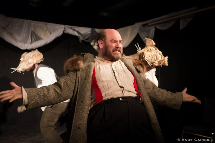 Brad Brackenridge portraying the greedy mayor of a post-apocalyptic Peterborough in Kate Story's play "Festivus Rattus Rattus 2035" at the 2017 Precarious Festival presented by Fleshy Thud. (Photo: Andy Carroll) 
