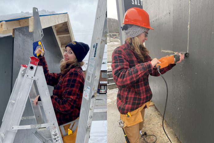 Participants in SIRCH Community Services's Sasics of Carpentry employment training program work on the bunkie that will be auctioned off from March 9 to 25, 2023 at nonprofitbidding.org. (Photos courtesy of SIRCH Community Services)