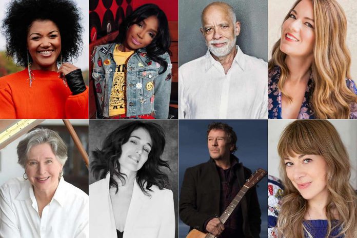 Performers at Westben in Campbellford for the 2023 season include (left to right, top and bottom) Measha Brueggergosman-Lee, Sacha, Dan Hill, Emilie-Claire Barlow, Janina Fialkowska, Chantal Kreviazuk, Lennie Gallant, and Jill Barber. (kawarthaNOW collage)