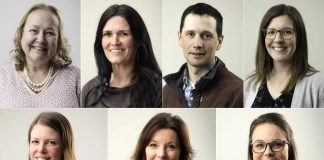 These seven rural entrepreneurs in Peterborough County all overcame pandemic challenges to operate successful community-focused businesses with the help of Starter Company Plus, an entrepreneurial training program offered locally by the Peterborough & the Kawarthas Economic Development Business Advisory Centre with funding from the Ontario government. Left to right, top and bottom: Lisa Burkitt of Burkitt's Gardening & Home Services, Lisa Mace of Eco Cabins, Patrick and Deanna Leahys of Leahy's Leor Farms, Katie Jackson of Wanderlight Alpaca Experience, Julie Drain of Your Furever Friend, and Jena Trimble of Zen Home & Cottage Cleaning Services. (Photos: Jenish Odigsk)