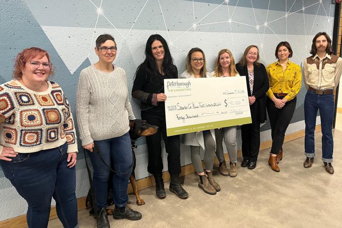 The eight entrepreneurs who successfully completed the fall 2022 intake of Starter Company Plus, offered locally by the Peterborough & the Kawarthas Economic Development's Business Advisory Centre, with each receiving a $5,000 microgrant. Left to right: Vanessa Bruce, Ineke Turner, Lisa Mace, Jena Trimble, Lisa Burkitt, Kate Griffin, Jacquelyn Craft, and Nathan Truax. (Photo courtesy of Peterborough & the Kawarthas Economic Development)