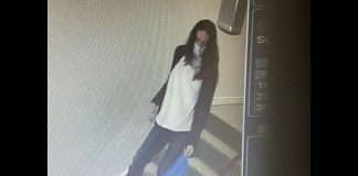 The female suspect in a theft of cash from an apartement in a condominium building on Heritage Way in Lindsay on April 12, 2023. (Police-supplied photo)