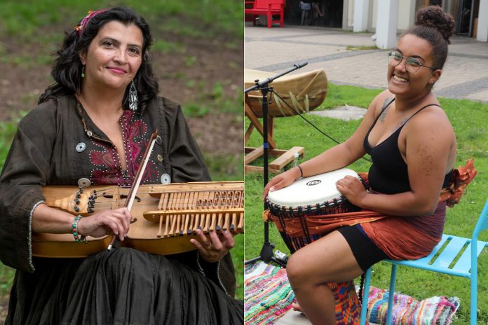 Master violinist Saskia Tomkins and multi-disciplinary artist Jade Moulton. (Photos courtesy of Artsweek Peterborough)