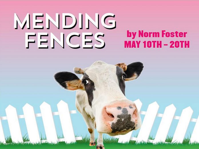 Norm Foster's "Mending Fences" runs for 11 performances from May 10 to 20, 2023 at the Lakeview Arts Barn in Bobcaygeon. (Graphic: Globus Theatre)