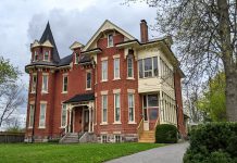 Located at 83 Robinson Street in Peterborough's East City, the John C. Sullivan House was built in 1886 and designed by famed Peterborough architect William Blackwell. The Sullivan family, which founded Sullivan's Pharmacy, sold the home in the Roman Catholic diocese in 1936 which used it as a convent from 1941 until 1953. (Photo: Bruce Head / kawarthaNOW)