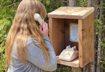 Kawartha Conservation is installing two "wind phones" at Ken Reid Conservation Area in Lindsay, intended to help people deal with the grief of losing a loved one by "talking" to them on a disconnected rotary dial phone. The first wind phone was installed in Otsuchi, Japan in 2010 by a garden designer after he lost his cousin to cancer, who subsequently opened it to the public following the 2011 Tohoku earthquake and tsunami that killed more than 15,500 people, including over 1,200 people in Otsuchi. (Photo: Kawartha Conservation)