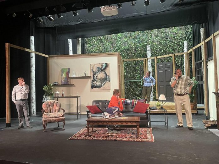 The cast of Peterborough Theatre Guild's production of Norm Foster's comedy of manners "The Long Weekend" in rehearsal. The play runs for 10 performances from July 5 to 15, 2023. (Photo: Peterborough Theatre Guild)