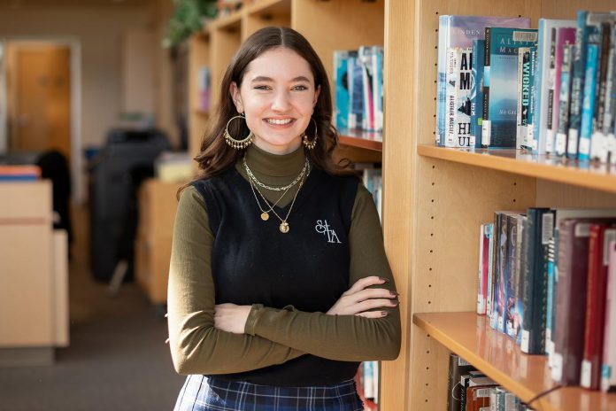 Siobhán Marie, a graduating student at St. Thomas Aquinas Catholic Secondary School in Lindsay, has been awarded the 2023 Terry Fox Humanitarian Award for her efforts at volunteering and giving back to the community. The award includes a university scholarship of up to $28,000, which Siobhán plans to use for her studies in education at at Queen's University in the fall. (Photo: Peterborough Victoria Northumberland and Clarington District School Board)