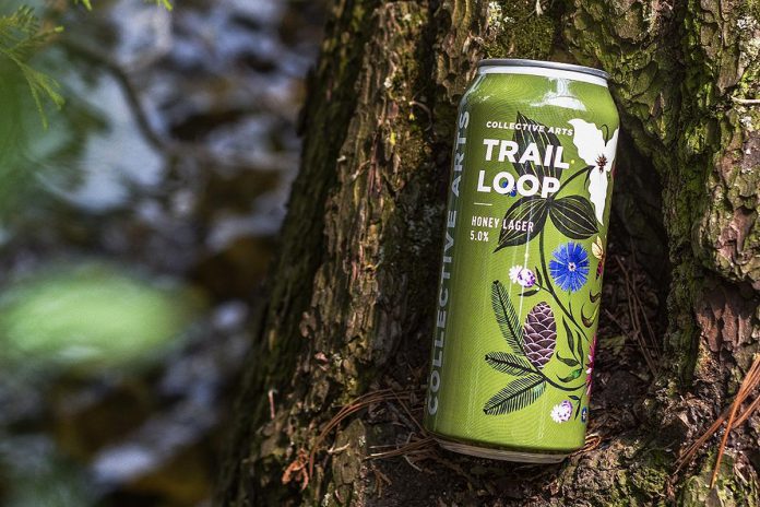 A portion of proceeds from the sale of Collective Arts Brewing's limited-edition Trail Loop honey lager, featuring artwork by Toronto artist Gosia Komorski, will support reforestation work at Balsam Lake Provincial Park in Kawartha Lakes. (Photo courtesy of Collective Arts Brewing)