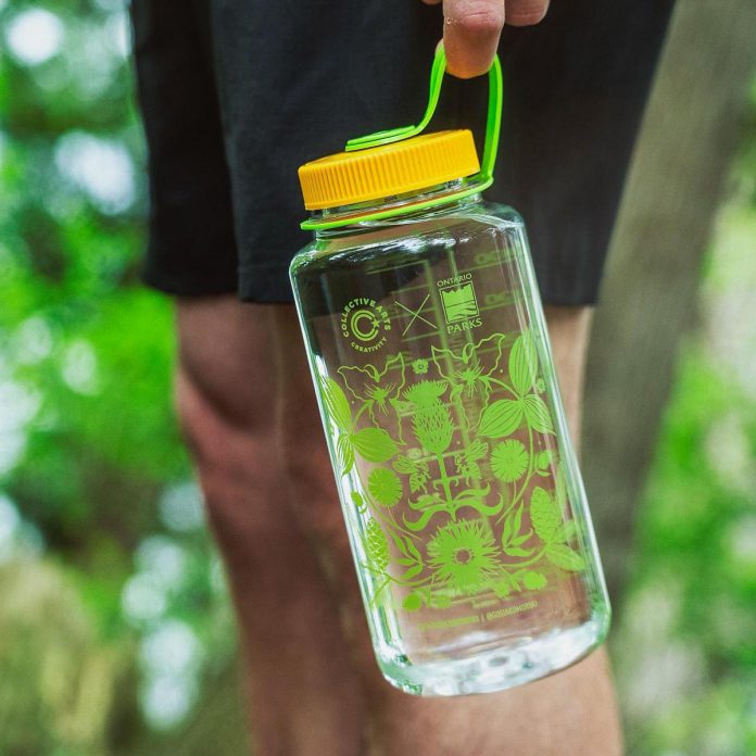 Exclusive merchandise, including a Nalgene water bottle and a hat, is available for purchase from the Collective Arts Brewing website, with proceeds also going to the Balsam Lake reforestation project.  (Photo courtesy of Collective Arts Brewing)