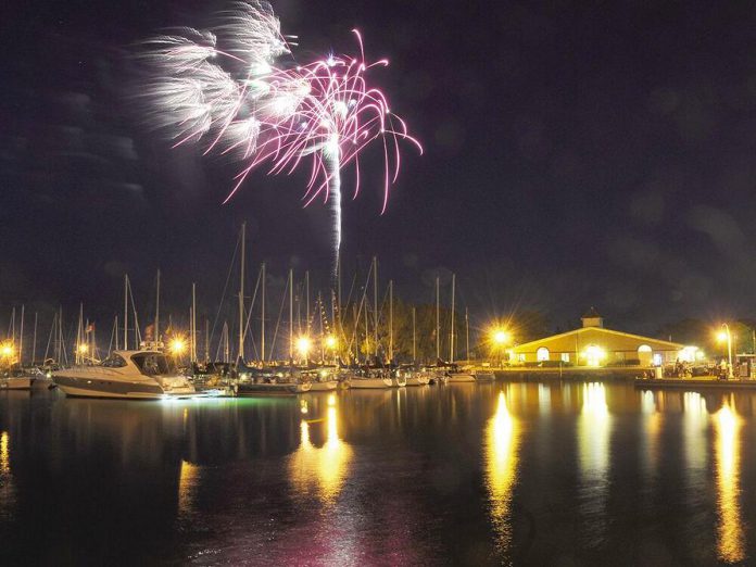 Fireworks about the harbour during Cobourg's Canada Day festivities. (Photo: Town of Cobourg)