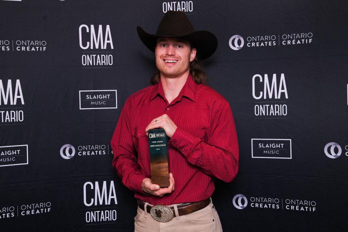 Bailieboro native Jade Eagleson with the Fans' Choice award at the 11th annual Country Music Association of Ontario awards show on June 4, 2023 at Hamilton's Theatre Aquarius. (Photo: Grant W. Martin Photography)