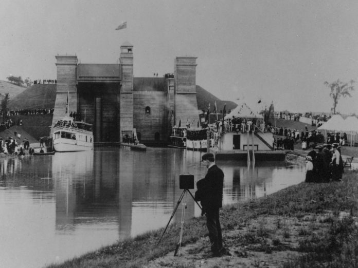 Peterborough's famous Lift Lock opened on July 9, 1904. During Doors Open Peterborough on September 16, 2023, you will have a rare chance to see how this engineering wonder works. (Photo: Peterborough Museum & Archives)