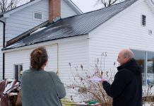 GreenUP's registered energy advisor Bryn Magee assesses a home in Douro this past winter. GreenUP is one of the providers of pre-retrofit home energy assessments in the K9H, K9J, K9K, K9L, K0L, L0A, K9V, K0M-Trent Lakes, L1A, and K9A postal codes. (Photo: Lili Paradi / GreenUP)