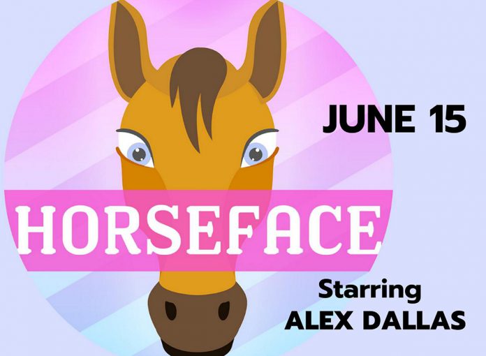 Following Alex Dallas's performance of "Horseface" at the Lakeview Arts Barn in Bobcaygeon on June 15, 2023, Globus Theatre artistic director Sarah Quick will lead a question-and-answer session with the audience. (Graphic: Globus Theatre)