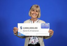 Karen Redmond of Cameron won $1 million in the March 31, 2023 Lotto Max draw by playing Encore. (Photo supplied by OLG)
