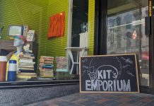 Along with her partner Zack Cruise, KitCoffee owner Helen McCarthy recently opened Kit's Emporium, a thrift store located at 404 George Street North and connected on the inside to her Hunter Street café. (Photo: Bruce Head / kawarthaNOW)