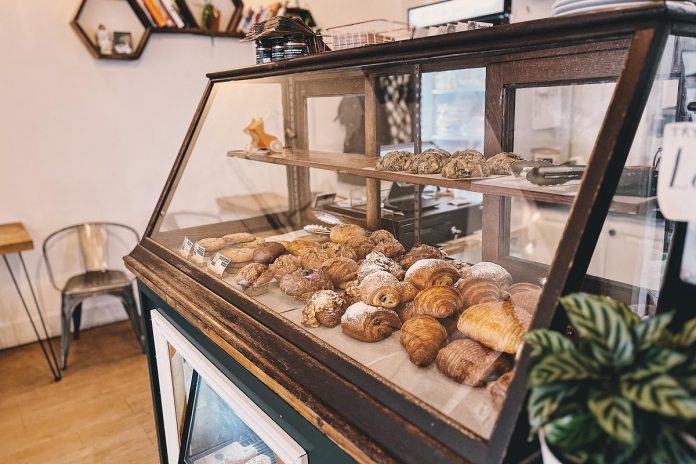 KitCoffee serves Stereo Coffee Roasters and a rotating selection of baked goods, including their very popular croissants, which owner Helen McCarthy started making in-house in 2021 following limitations of accessing local suppliers.  (Photo courtesy of KitCoffee)