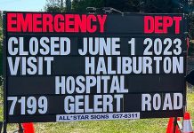 Haliburton Highlands Health Services permanently closed Minden's emergency department on June 1, 2023. The Ontario government is providing funding to the Kawartha North Family Health Team to open an urgent care clinic at the same site to provide routine and urgent care to people in the community. The clinic will open on June 30 in time for the Canada Day long weekend. (Photo: Marit Stiles / Twitter)