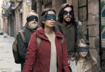 A spin-off of Netflix's hit 2018 post-apocalyptic horror thriller film "Bird Box", "Bird Box Barcelona" follows a father (Mario Casas) and daughter (Naila Schuberth) in Spain and those they join up with to try and survive a dystopian future where looking at mysterioius entities causes people to kill themselves. It premieres on Friday, July 14th. (Photo: Netflix)