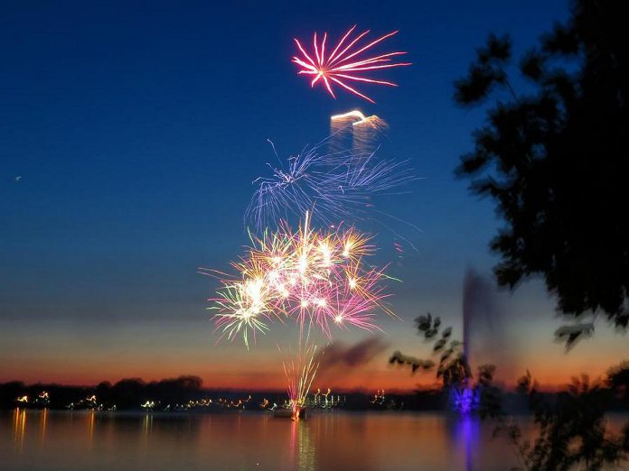 Local photographer Kirk Doughty captured this shot of the 2018 Canada Day fireworks over Little Lake in Peterborough. (Photo: Kirk Doughty)