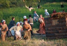 A scene from the 2011 production of Robert Winslow's "The Cavan Blazers" at 4th Line Theatre's Winslow Farm in Millbrook. The play, which launched 4th Line Theatre in 1992 and has since been staged five times, returns for its sixth remounting from August 1 to 26, 2023. (Photo: Wayne Eardley / Brookside Studios)