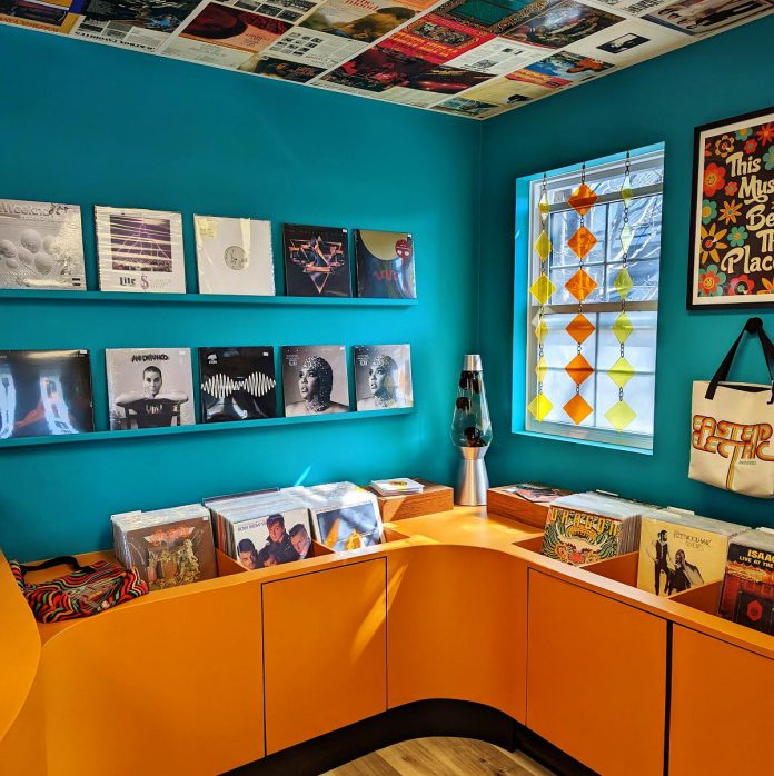 Inside EastEnd Electric Records in Fenelon Falls, customers can find a wide selection of used, new, and bootleg vinyl records. Co-owners Cody Valliant and Maggie McCallum explain that vinyl records have grown in popularity over the past few years as people want to get back the personal connection that comes from having their own physical copy of music. (Photo courtesy of EastEnd Electric Records)