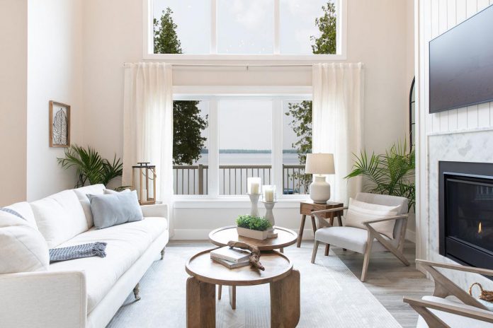 Decorated by Selwyn's Lakeshore Designs, this is the main living space in the $2.4-million grand prize in this summer's The Princess Margaret Cottage Lottery, a 2,000-square-foot cottage on White Lake. (Photo: Princess Margaret Cancer Foundation)