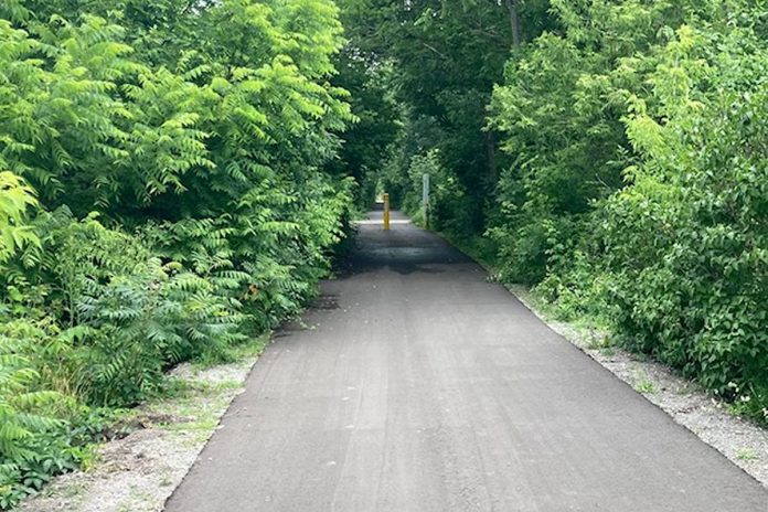 The Omemee section of the Kawartha Trans Canada Trail, stretching 1.6-kilometre section from Sibley Avenue to Emily Street, provides smooth paved access for a variety of non-motorized use. (Photo courtesy Kawartha Trans Canada Trail Association)