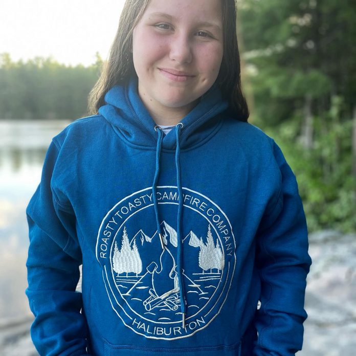 13-year-old Haliburton Highlands resident Olivia Irvine developed the logo of her business Roasty Toasty Campfire Company on her own, scribbling it on a napkin before sending it off to a graphic designer to flesh it out.  (Photo courtesy of Roasty Toasty Campfire Company)