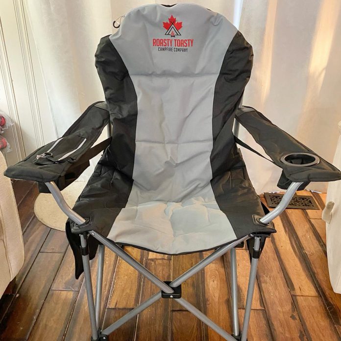 One of the products offered by  Olivia Irvine's Roasty Toasty Campfire Company in the Haliburton Highlands is this battery-powered heated camping chair, perfect for those chilly nights. (Photo courtesy of Roasty Toasty Campfire Company)