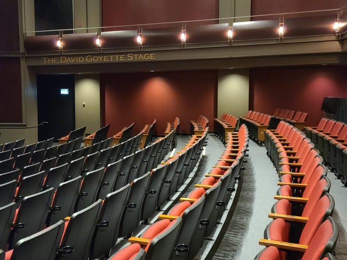 Showplace Performance Centre recently replaced all the seats in its 632-seat mainstage theatre, which includes a large stage, orchestra pit, and green room. (Photo courtesy of Showplace Performance Centre)