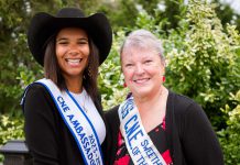 The 2023 CNE Ambassador of the Fairs is Leah Lai of the Lindsay Agricultural Society (left), pictured with 'Miss CNE 1972' Debby Carter-Wood from Richmond Hill, the very first winner of the Ambassador program. (Photo courtesy of Canadian National Exhibition)