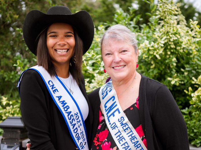 The 2023 CNE Ambassador of the Fairs is Leah Lai of the Lindsay Agricultural Society (left), pictured with 'Miss CNE 1972' Debby Carter-Wood from Richmond Hill, the very first winner of the Ambassador program. (Photo courtesy of Canadian National Exhibition)