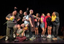 The cast of "Little Shop of Horrors" in rehearsal at Port Hope's Capitol Theatre. The award-winning horror-comedy rock musical first staged off-Broadway in 1982 runs for 27 performances from August 11 to September 3, 2023. (Photo: Sam Moffatt)