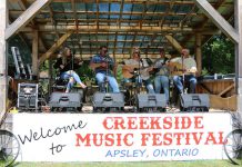 Taking place on a scenic property abutting Eels Creek in Apsley in North Kawartha Township, the Creekside Music Festival runs from September 8 to 10, 2023 with a musical lineup on Friday evening and Saturday afternoon and evening including visiting performers Dwayne Gretzky, The Good Brothers, and I, the Mountain and local performers Melissa Payne, The Weber Brothers, Hunt the Hare, The Ireland Brothers, and more. (Photo: Creekside Music Festival)