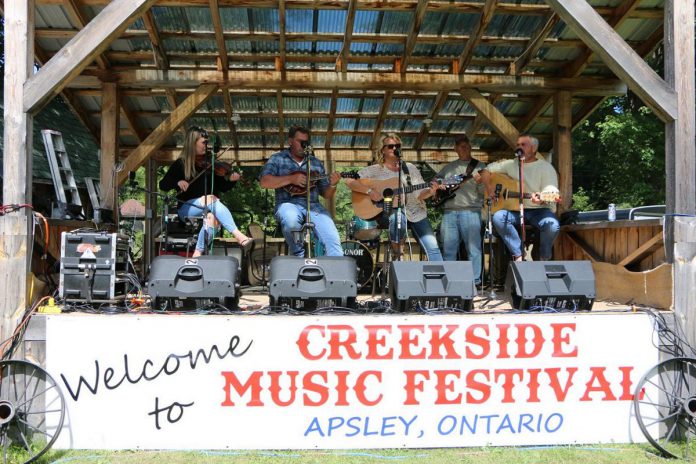 Taking place on a scenic property abutting Eels Creek in Apsley in North Kawartha Township, the Creekside Music Festival runs from September 8 to 10, 2023 with a musical lineup on Friday evening and Saturday afternoon and evening including visiting performers Dwayne Gretzky, The Good Brothers, and I, the Mountain and local performers Melissa Payne, The Weber Brothers, Hunt the Hare, The Ireland Brothers, and more. (Photo: Creekside Music Festival)