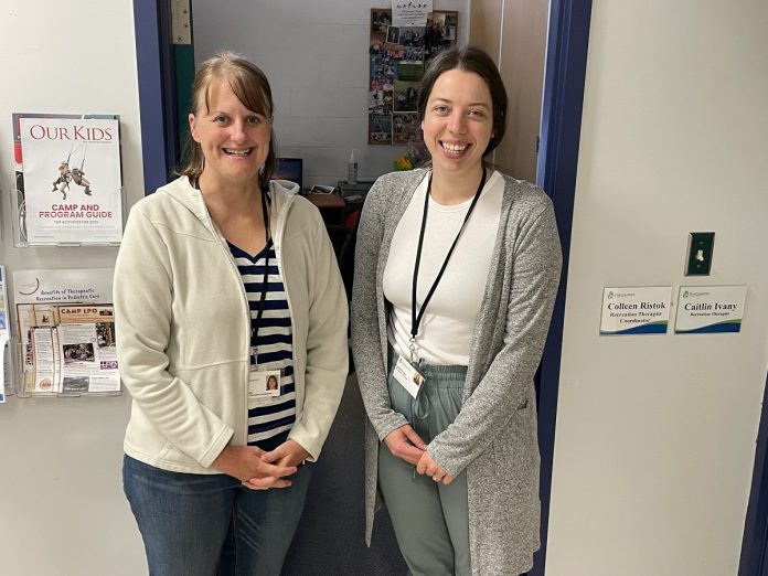 Five Counties’ Recreation Therapists Colleen Ristok and Caitlin Ivany say that accessible playgrounds benefit all children, regardless of their age or abilities.(Photo courtesy of Five Counties Children's Centre)