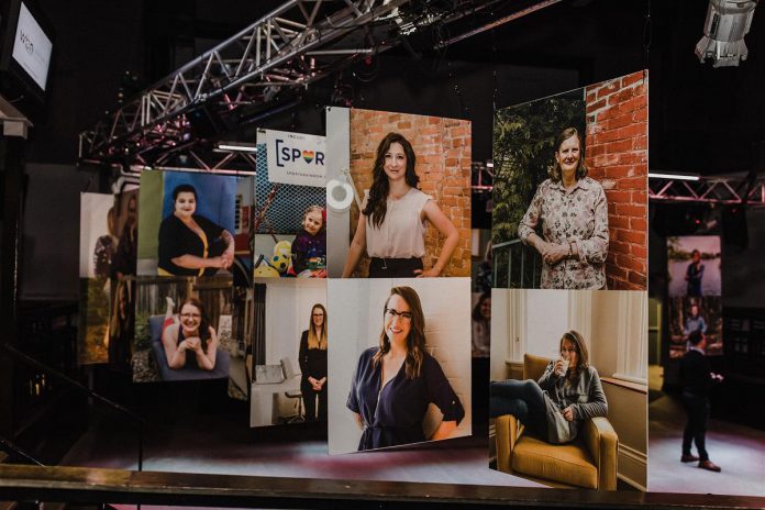 A few of Peterborough photographer Heather Doughty's portraits of local women on display during the "Inspire-bration" event held at The Venue in Peterborough in January 2020 to celebrate the 2019 Inspire: The Women's Portrait Project nominees. (Photo: Aleisha Boyd Photography) 