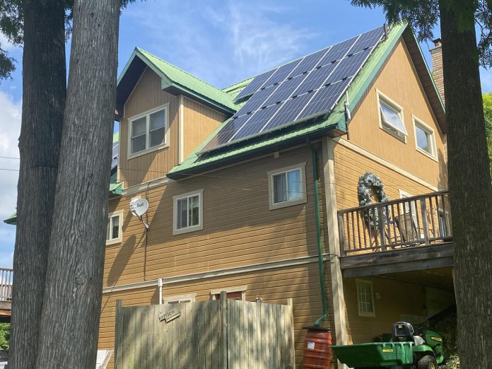 Lake Edge Cottages, a 12.5-acre resort property near Young's Point, received over $85,000 from the Federal Economic Development Agency for Southern Ontario (FedDev Ontario) to help fund the installation of 110 solar panels on the roofs of three structures. (Photo: Paul Rellinger / kawarthaNOW)