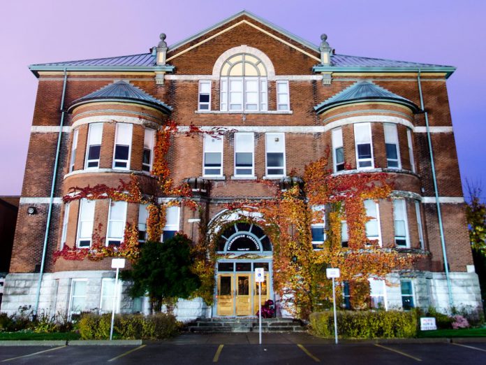 Pictured in 2013, Peterborough Collegiate and Vocational School (PCVS) closed in 2012 after a year-long fight by students protesting the the Kawartha Pine Ridge District School Board's decision to close Peterborough's oldest high school. "Give 'Em Hell", a new play that retells the final school year leading up to the closure, will be performed from September 15 to 23, 2023 in the auditorium at Peterborough Alternative and Continuing Education (PACE) in the former PCVS building. (Photo: Pat Trudeau)