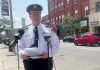 Peterborough police chief Stuart Betts updates the media on August 8, 2023 on a stabbing incident in downtown Peterborough late the previous night that resulted in the death in hospital of a man in his late 20s. (kawarthaNOW screenshot of YouTube video)