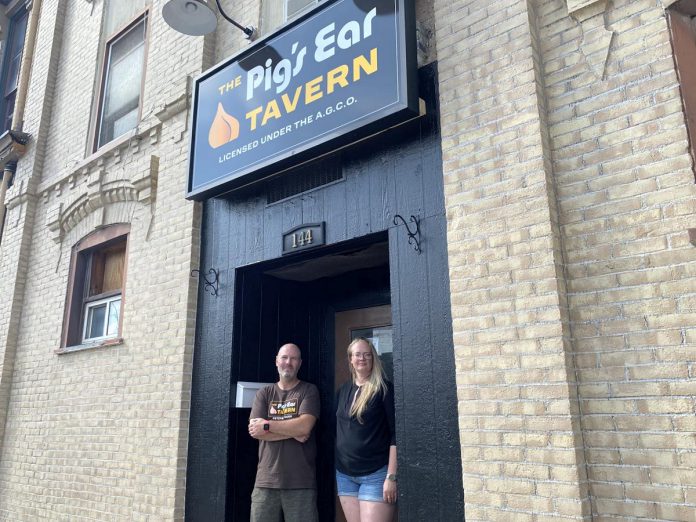As well as serving those who were past patrons of The Pig's Ear Tavern, owners Steve Robertson and Ashley Holmes hope to re-establish the pub as a favourite watering hole for university and college students as well as other newcomers to the community. (Photo: Paul Rellinger / kawarthaNOW)