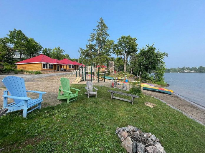 Along with the nine two-bedroom cabins decorated with furniture from the fallen trees, a new septic system was installed, the water treatment system was improved and relocated, and Mortlock Construction regraded and relandscaped part of the resort by removing two of the cottages and opening up the waterfront. (Photo courtesy of Mortlock Construction)