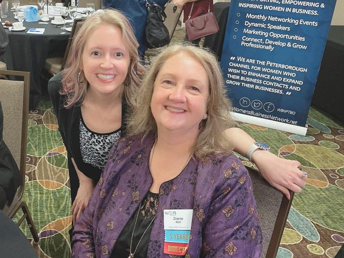 The Women's Business Network of Peterborough (WBN) is an inclusive organization open to professional women from all walks of life. Pictured are daughter and mother Christine Teixteira and outgoing WBN president Diane Wolf. New this year, Wolf will be hosting a podcast with social director Rebecca O'Rourke. The duo will interview board members, spotlight businesses, and cover a range of business and personal topics working with the theme for the year.  (Photo courtesy of WBN)