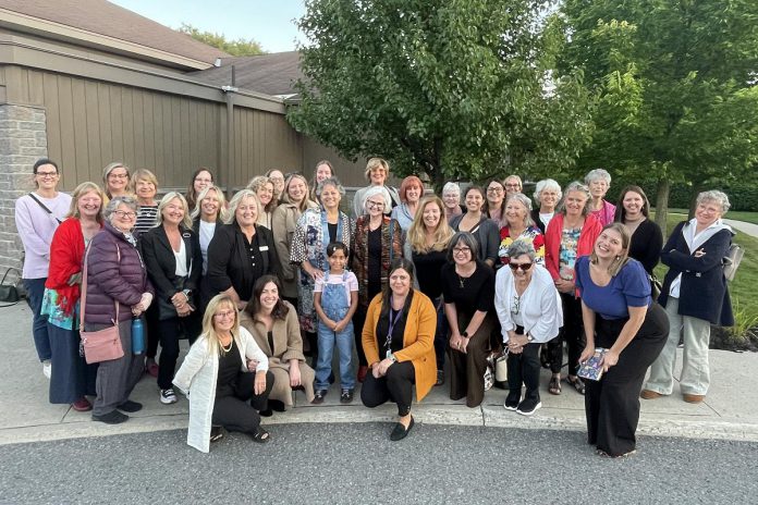 Members of 100 Women Peterborough gathered in person for the first time since the pandemic began on September 19, 2023 at Ashburnham Funeral Home and Reception Centre, where the collective philanthropy group chose Hospice Peterborough to receive member donations, projected to be $10,800. Hospice Peterborough was the first-ever organization to receive a donation from 100 Women Peterborough after the group formed in 2018. (Photo courtesy of 100 Women Peterborough)